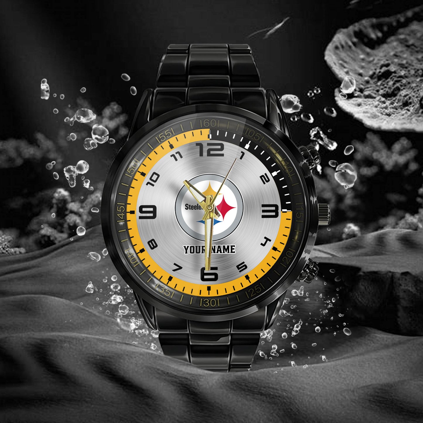 Pittsburgh Steelers Black Fashion Watch Gifts For Sport Fans AZWATCH027