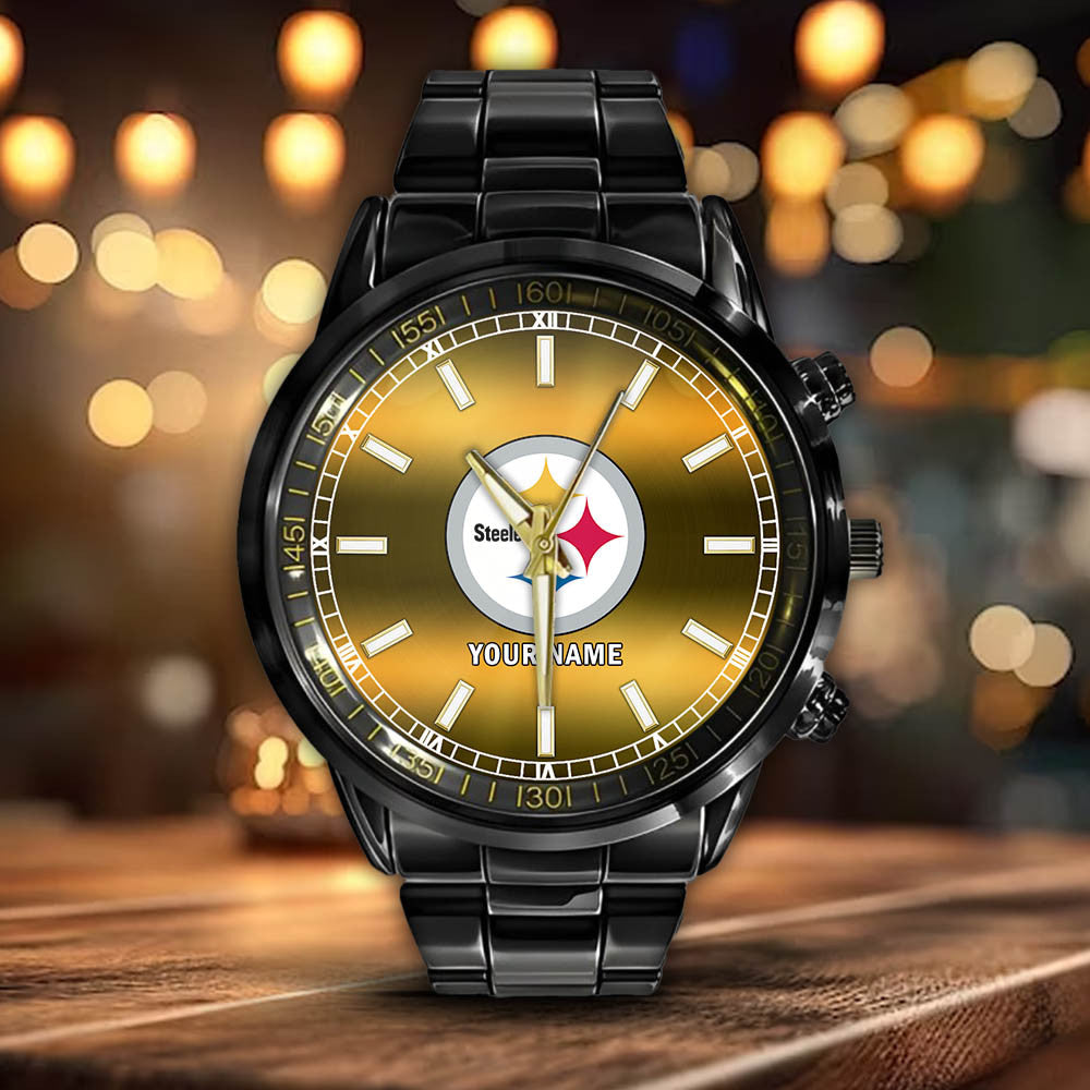 Pittsburgh Steelers Black Fashion Watch Gifts For Sport Fans AZWATCH051