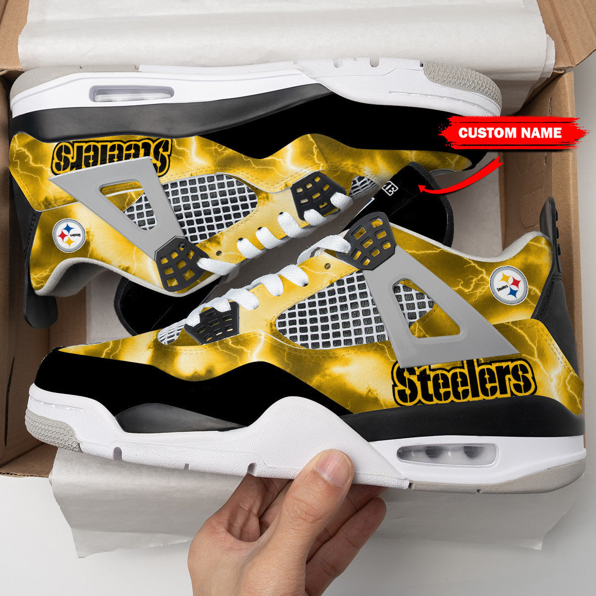 Pittsburgh Steelers Personalized AJ4 Sneaker BG152