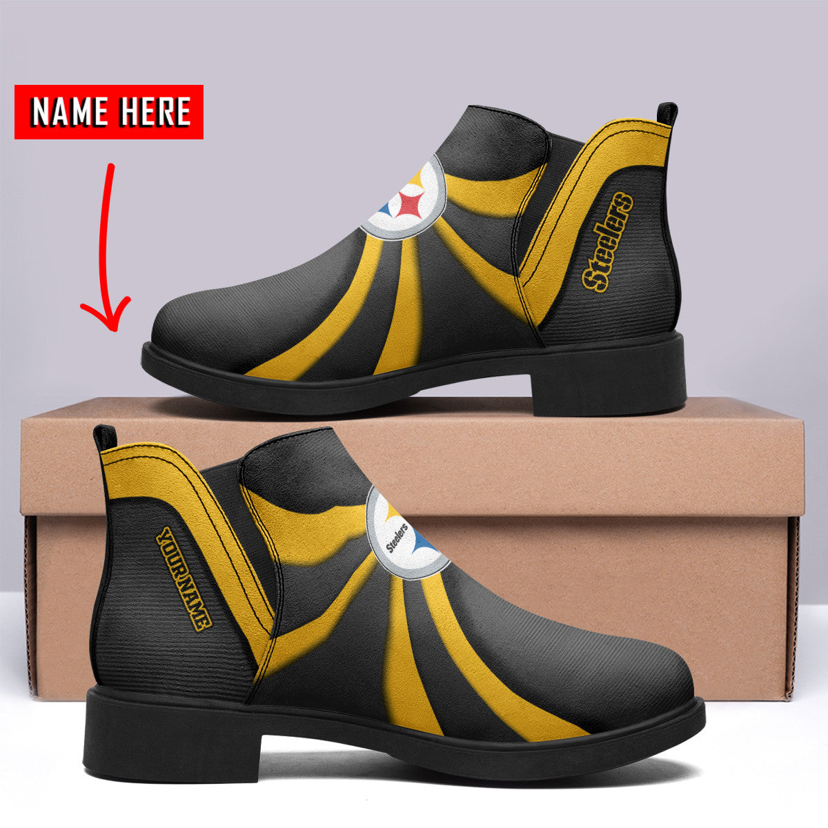 Pittsburgh Steelers Personalized Comfort & Fashion Short Boots BG119