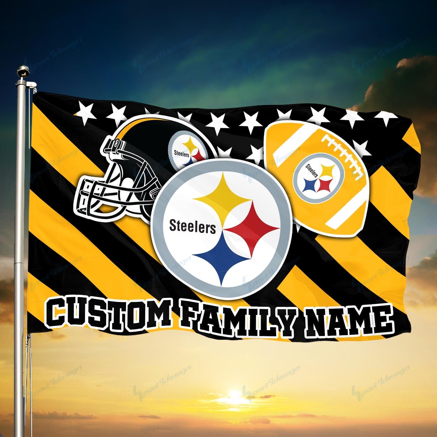 Pittsburgh Steelers Personalized Flag 90