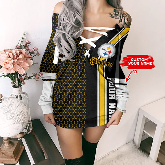 Pittsburgh Steelers Personalized Lace-Up Sweatshirt BG22