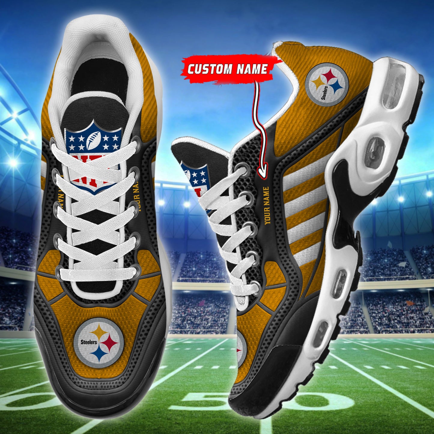 Pittsburgh Steelers Personalized Plus T-N Youth Sneakers BG161