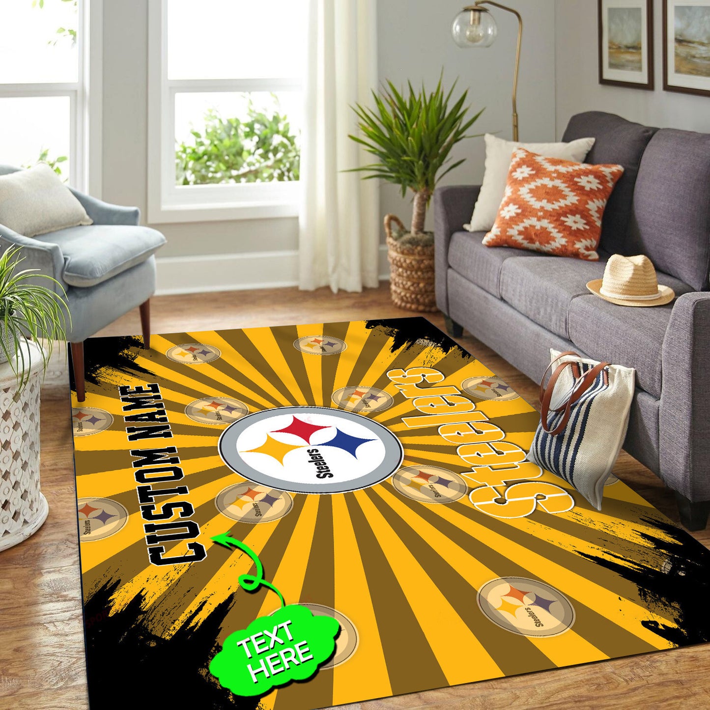 Pittsburgh Steelers Personalized Premium Rectangle Rug 67