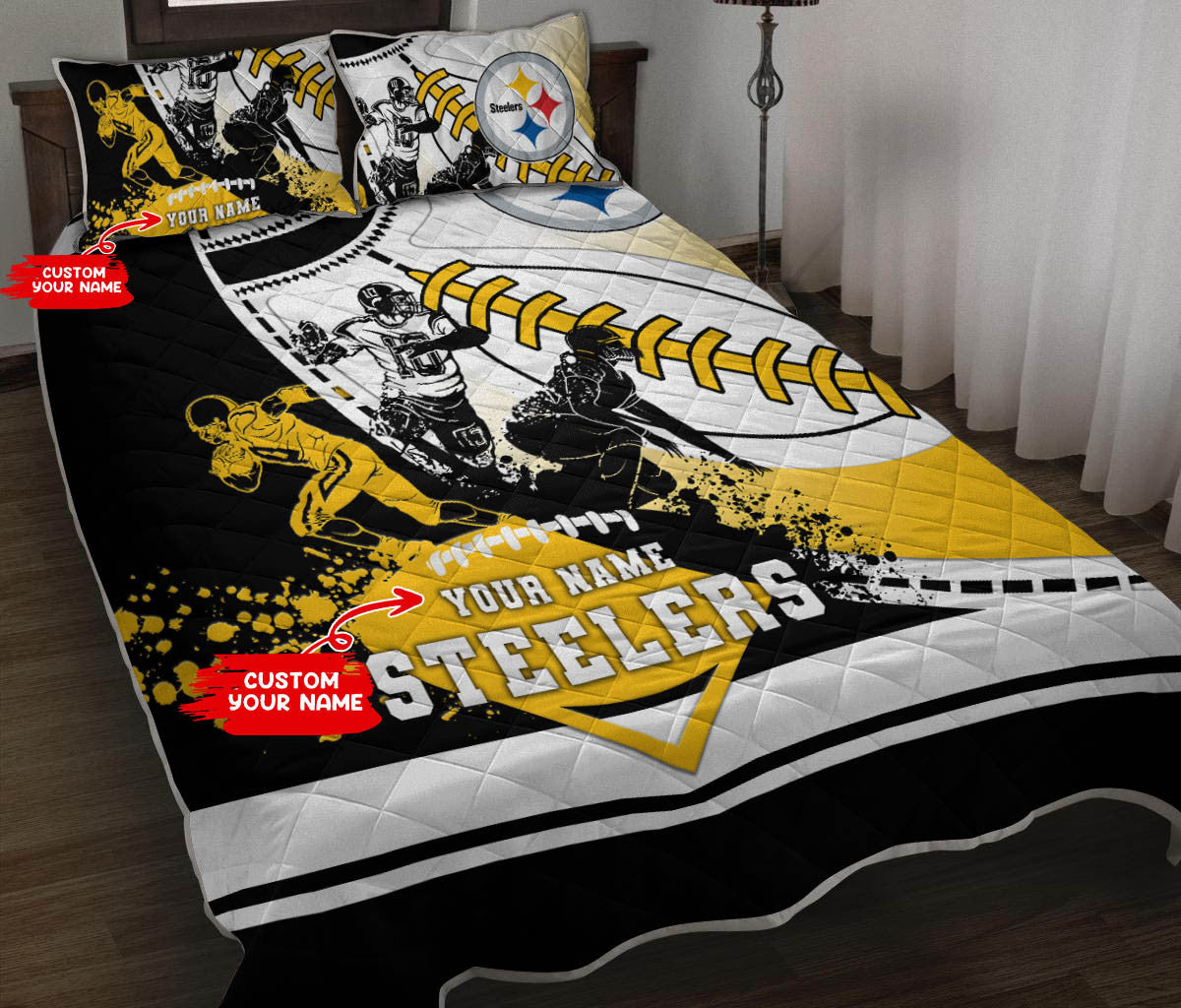 Pittsburgh Steelers Personalized Quilt Set BG64