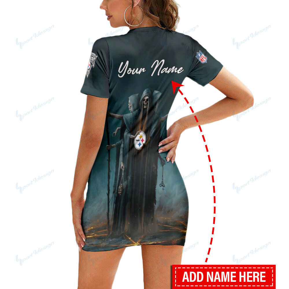 Pittsburgh Steelers Personalized Short Sleeve Bodycon Mini Dress BG352
