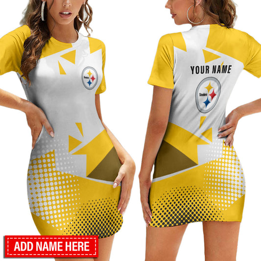 Pittsburgh Steelers Personalized Short Sleeve Bodycon Mini Dress BG374