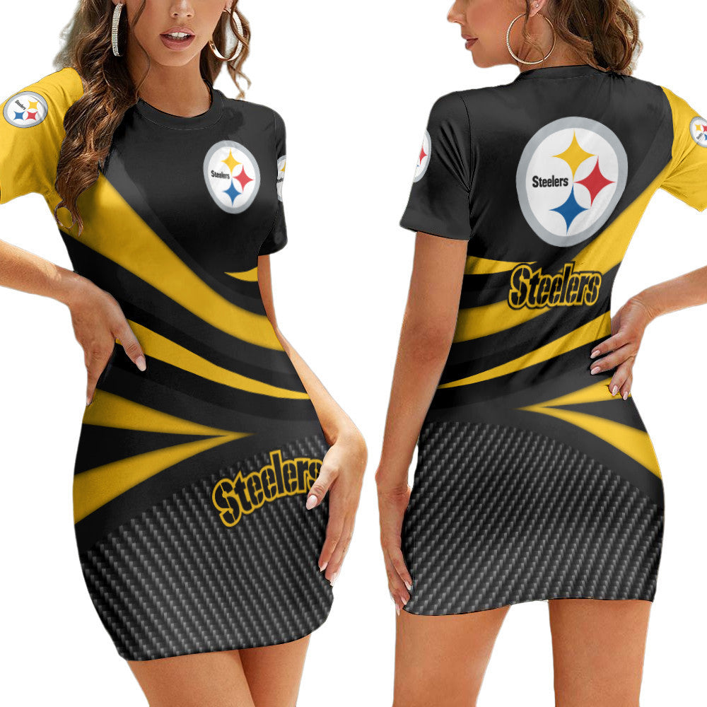 Pittsburgh Steelers Short Sleeve Bodycon Mini Dress BG248