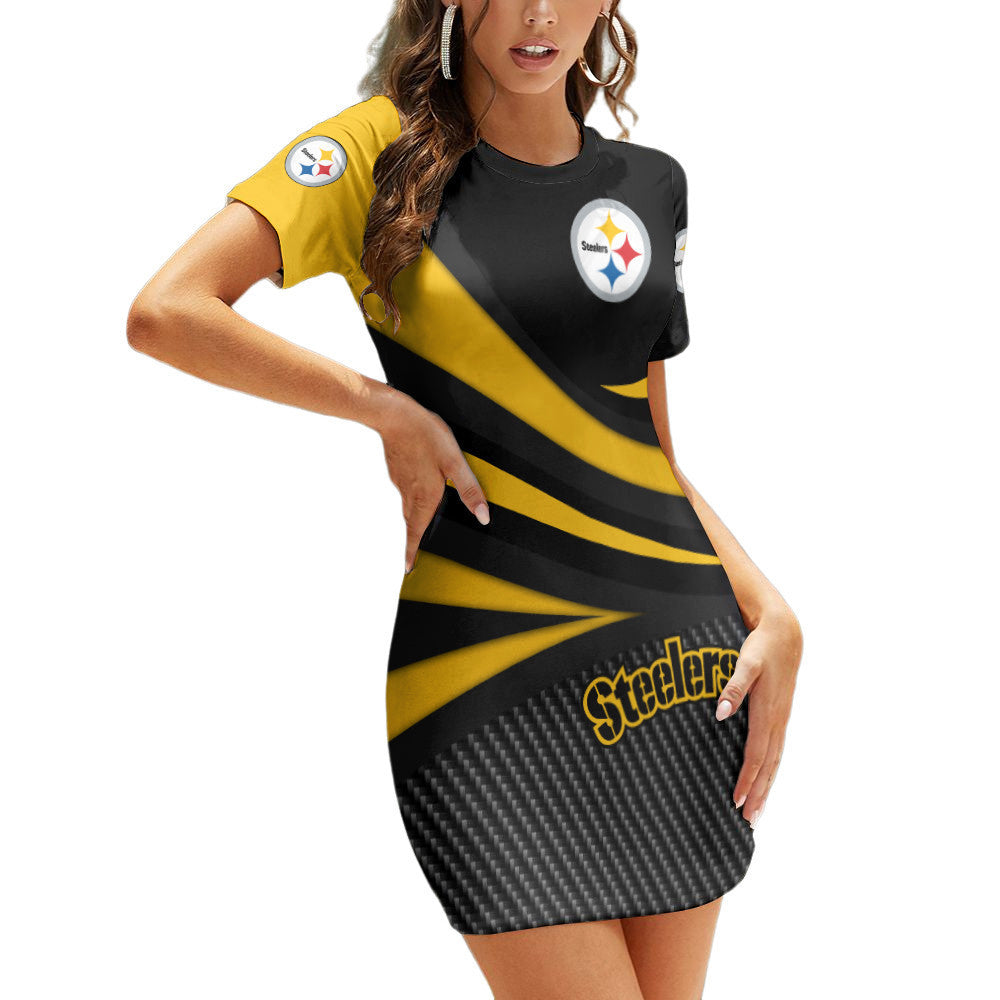 Pittsburgh Steelers Short Sleeve Bodycon Mini Dress BG248