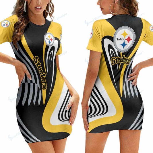 Pittsburgh Steelers Short Sleeve Bodycon Mini Dress BG339