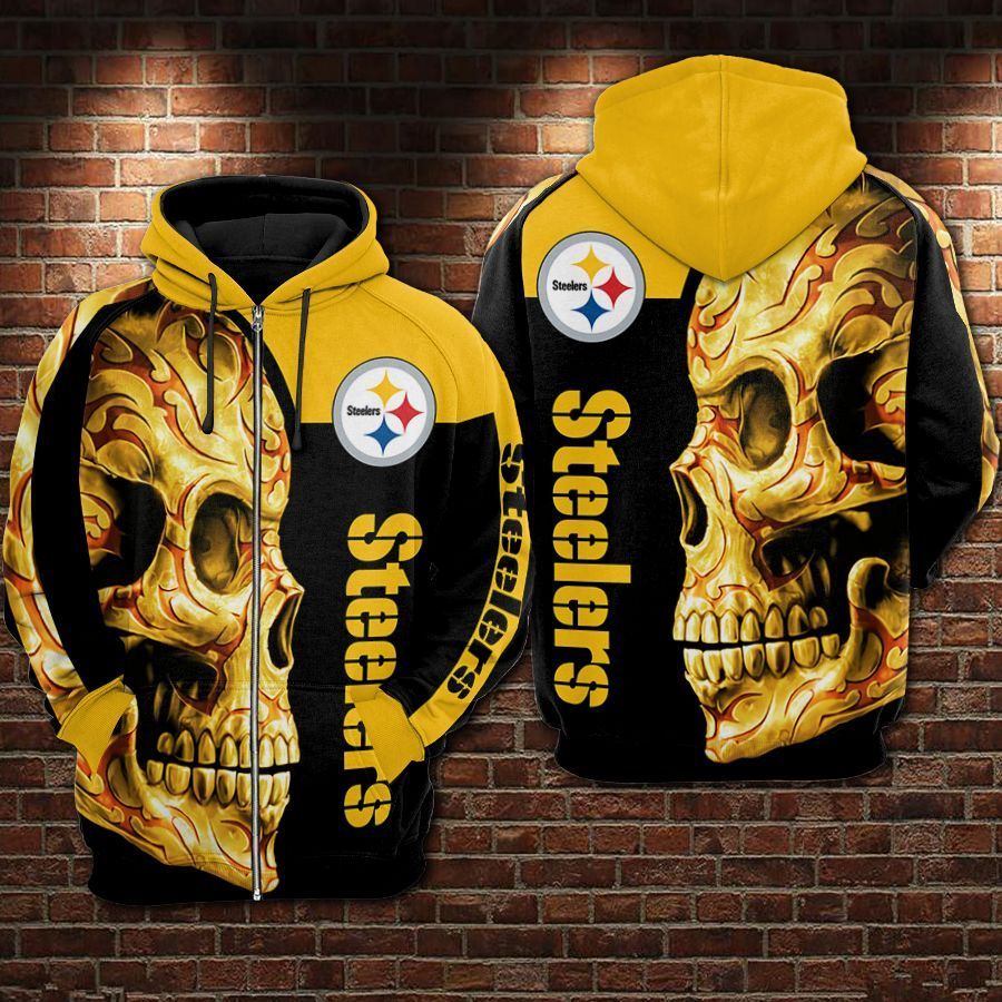 Pittsburgh Steelers Skull Hoodie 1