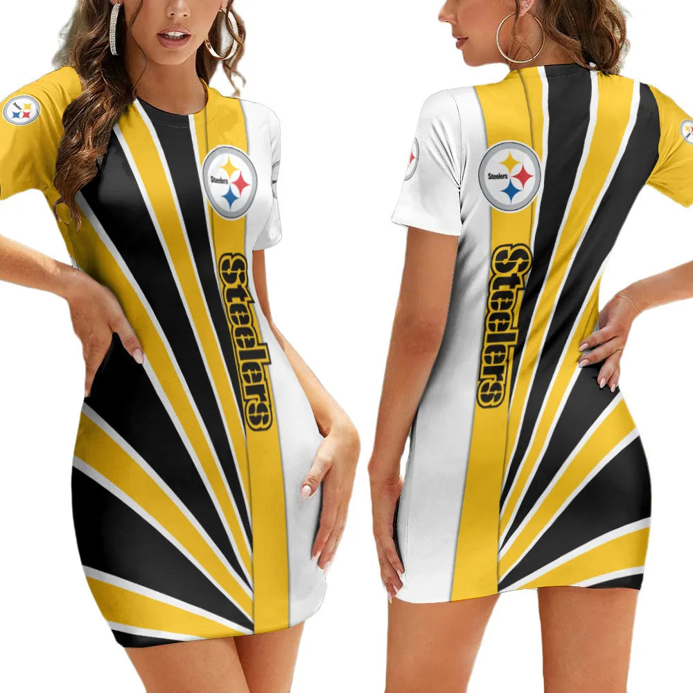 Pittsburgh Steelers Sleeve Bodycon Mini Dress BG255