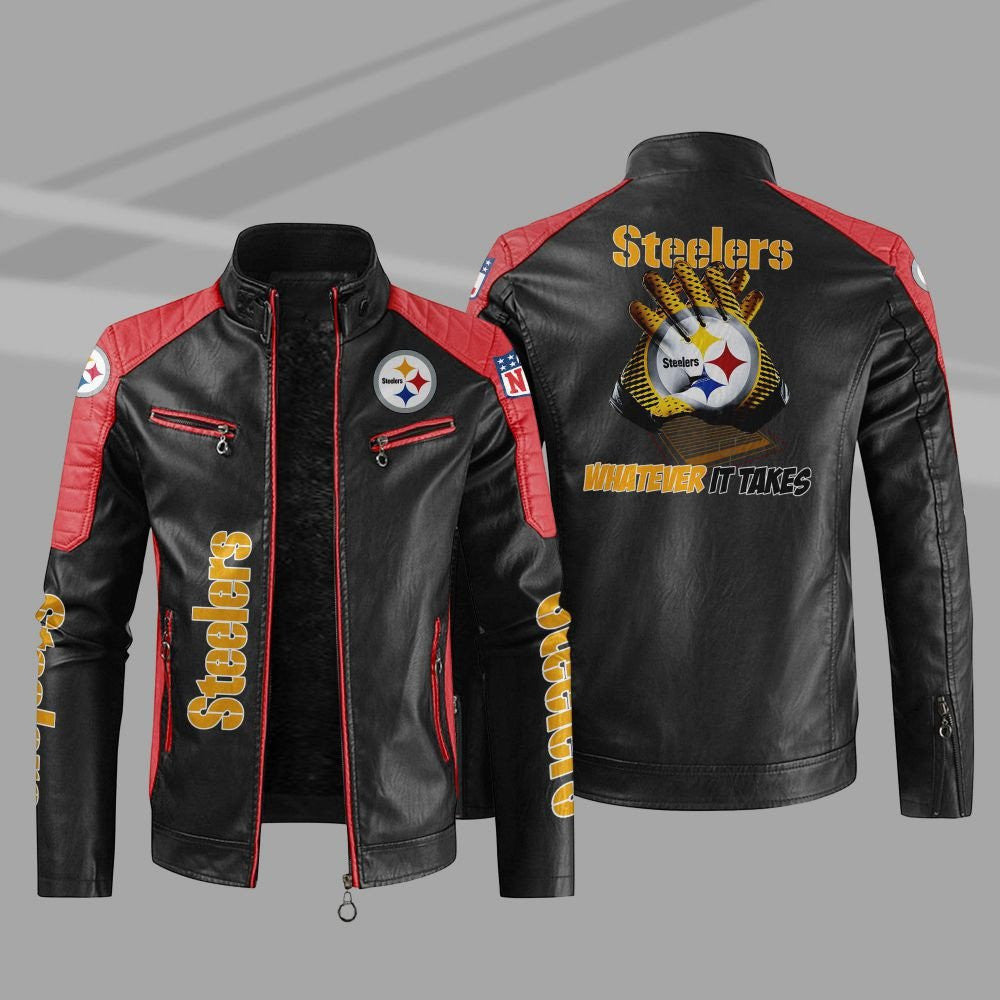 Pittsburgh Steelers Stand Collar Leather Jacket BG19