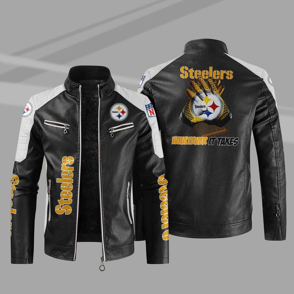 Pittsburgh Steelers Stand Collar Leather Jacket BG19