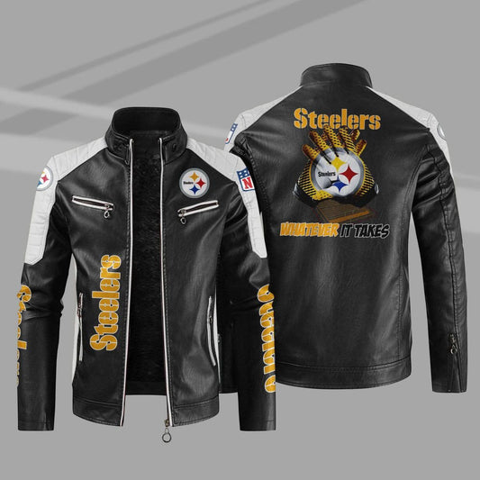 Pittsburgh Steelers Stand Collar Leather Jacket BG19