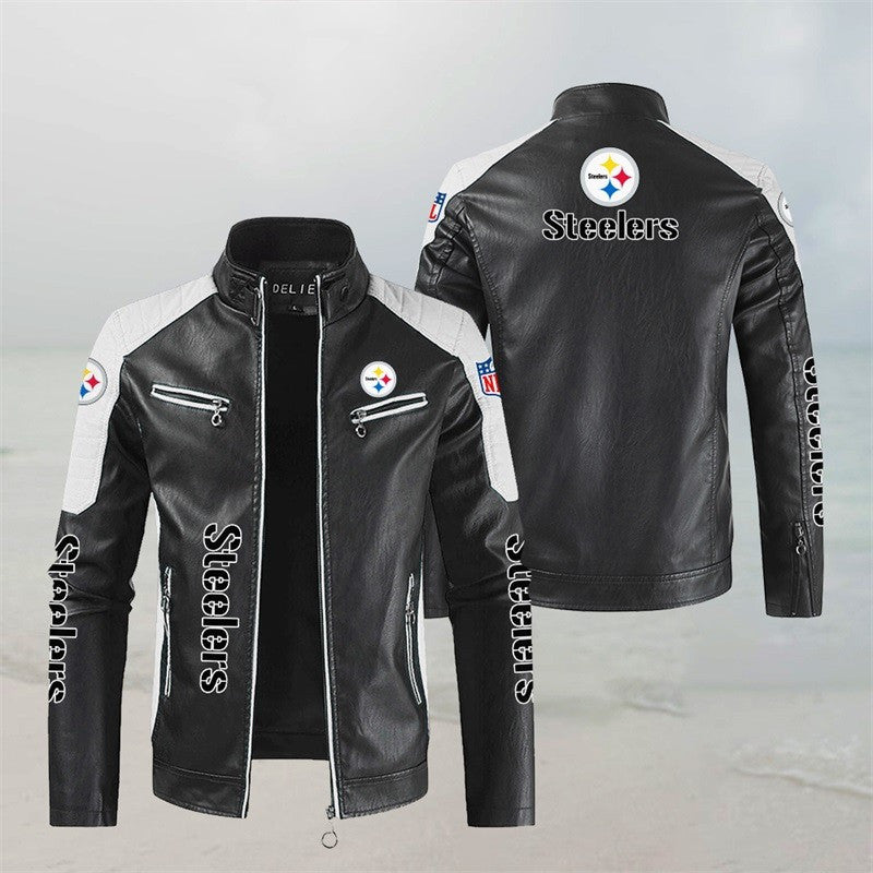 Pittsburgh Steelers Stand Collar Leather Jacket BG28