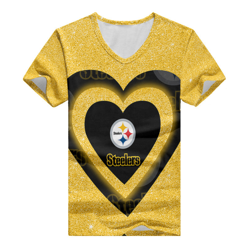 Pittsburgh Steelers Summer V-neck Women T-shirt BG327