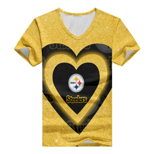 Pittsburgh Steelers Summer V-neck Women T-shirt BG327
