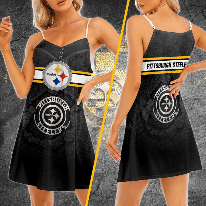 Pittsburgh Steelers V-Neck Cami Dress Women 03