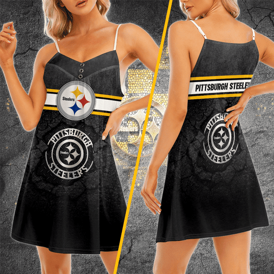 Pittsburgh Steelers V-Neck Cami Dress Women 03