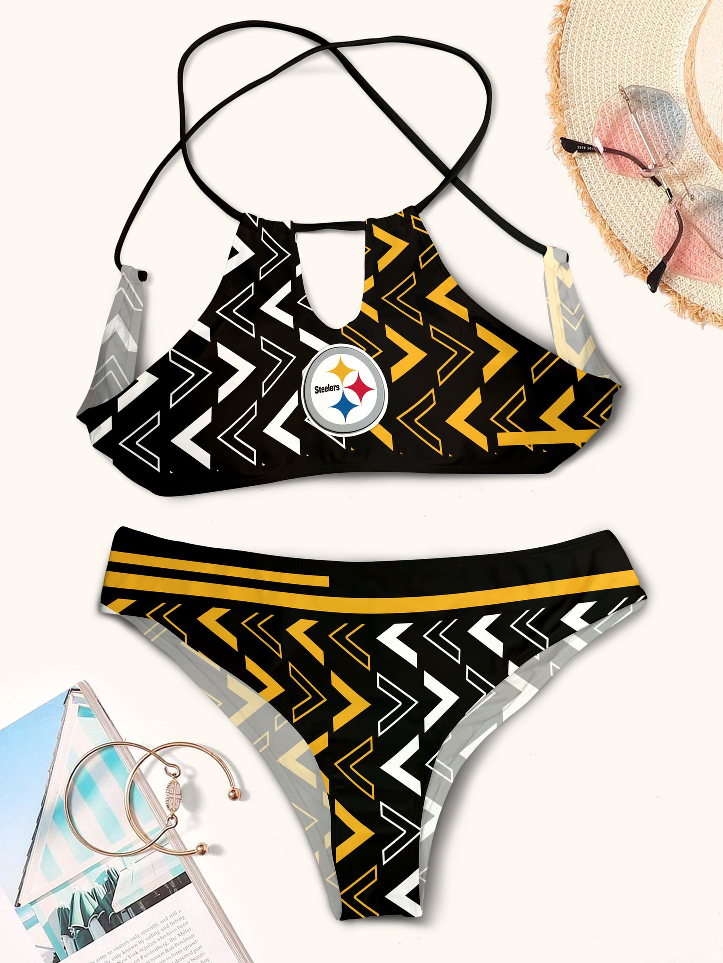 Pittsburgh Steelers Women’s Cami Keyhole One-piece Swimsuit BG46