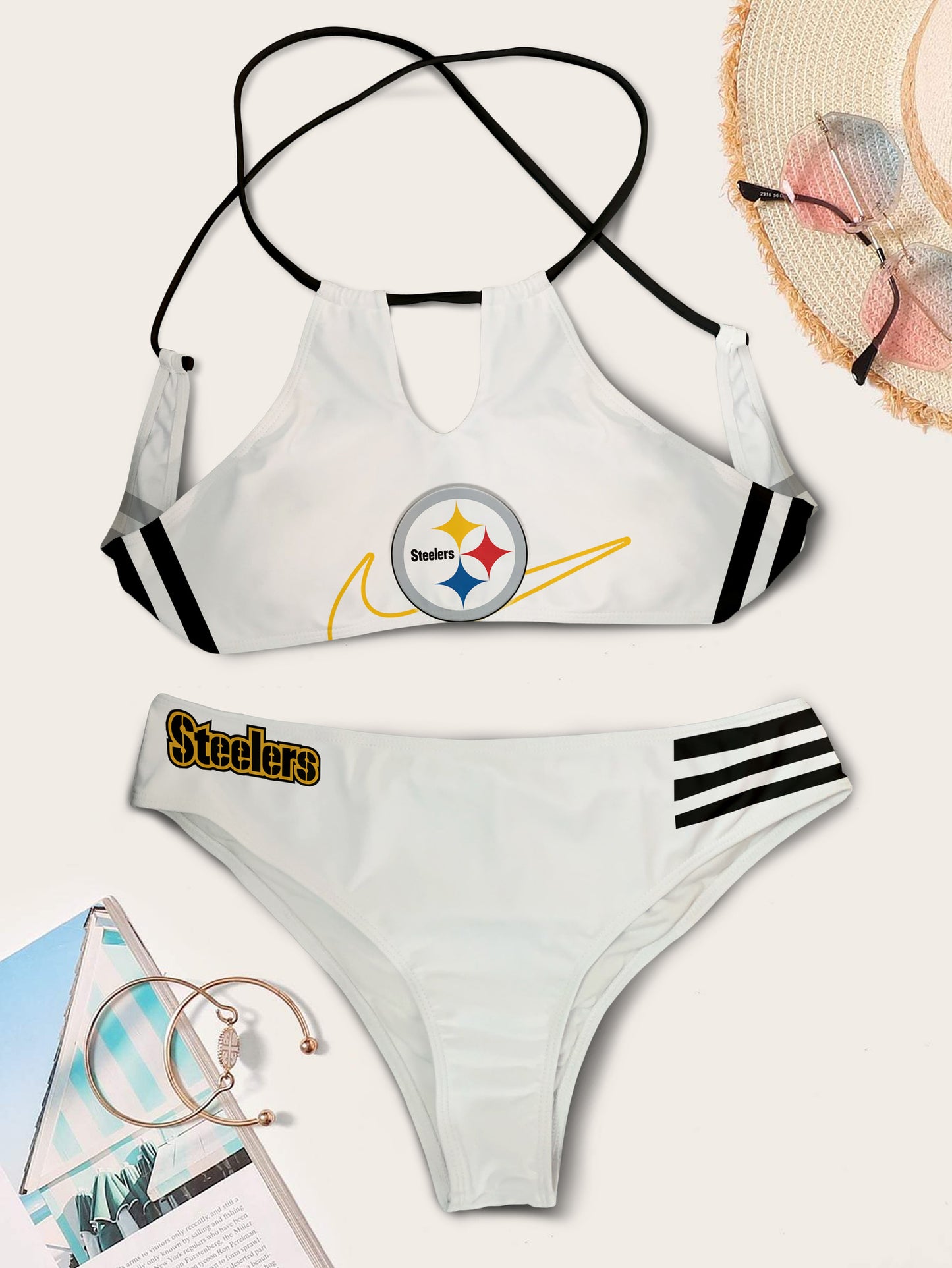 Pittsburgh Steelers Women’s Cami Keyhole One-piece Swimsuit BG68