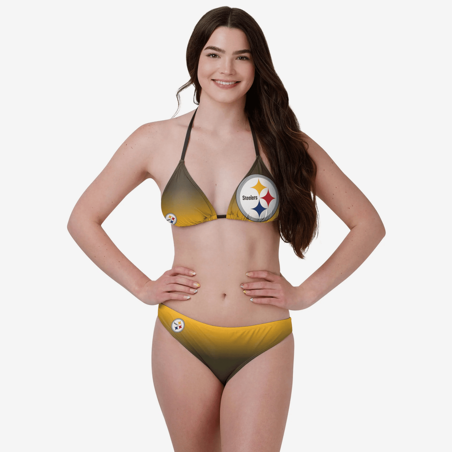 Pittsburgh Steelers Womens Gradient Big Logo Bikini