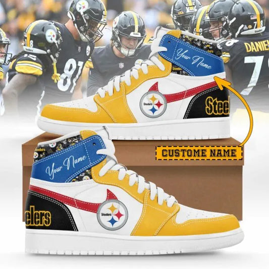 Pittsburgh Steelers Limited Edition High AJ1 Shoes with Custom Name AZBTAJ1SEW000027