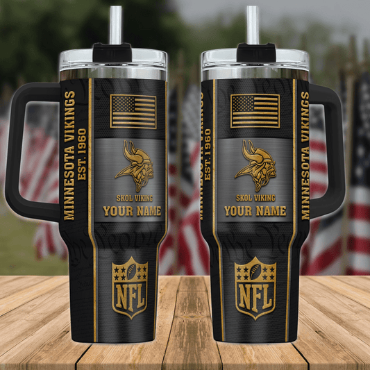 Minnesota Vikings Tumbler 40Oz Custom Your Name AZBT40OZ000013