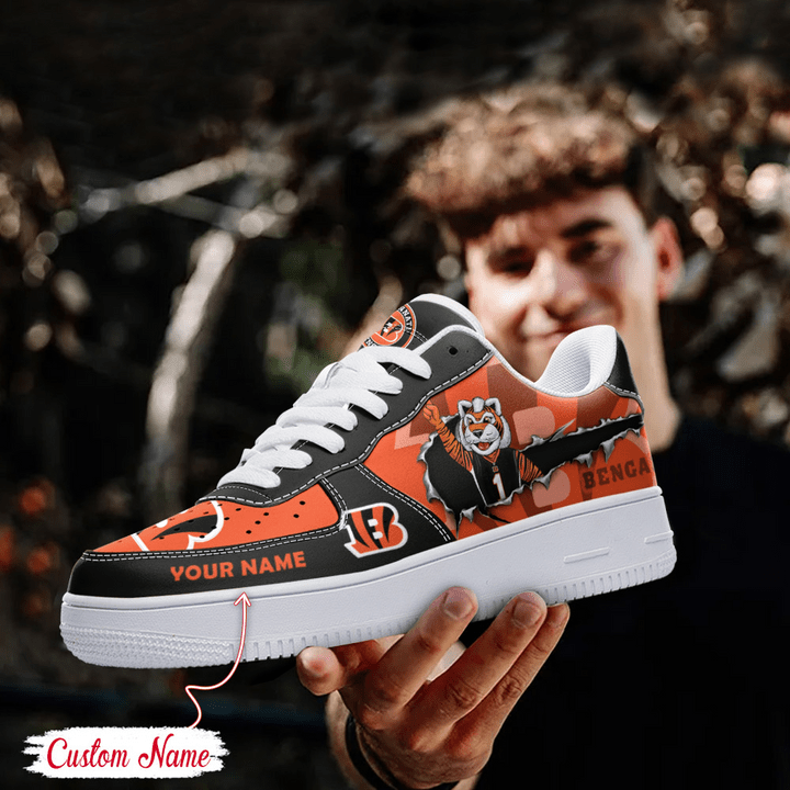 NFL Cincinnati Bengals Custom Name Air Force 1 Sneaker AZBTAF1000098