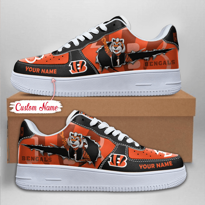 NFL Cincinnati Bengals Custom Name Air Force 1 Sneaker AZBTAF1000098
