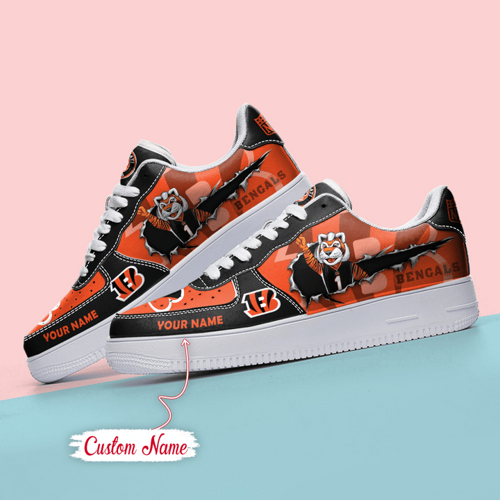 NFL Cincinnati Bengals Custom Name Air Force 1 Sneaker AZBTAF1000098