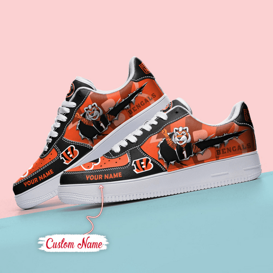 NFL Cincinnati Bengals Custom Name Air Force 1 Sneaker AZBTAF1000098