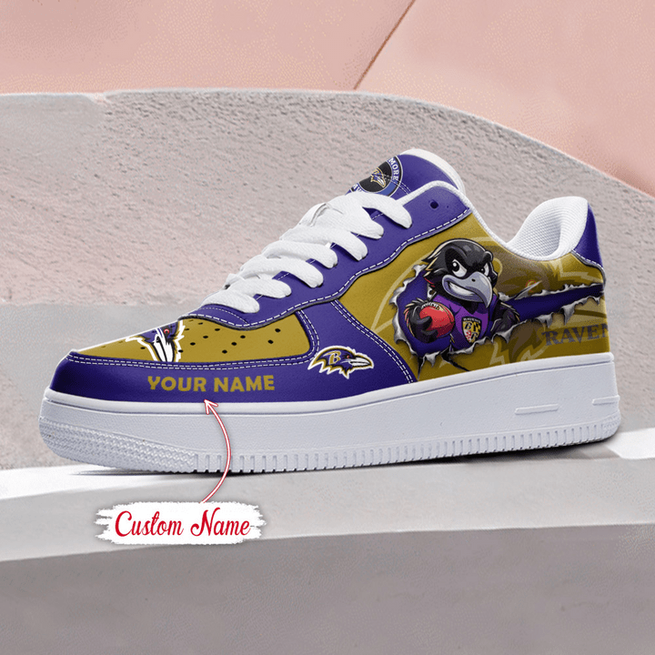 NFL Baltimore Ravens Custom Name Air Force 1 Sneaker AZBTAF1000092
