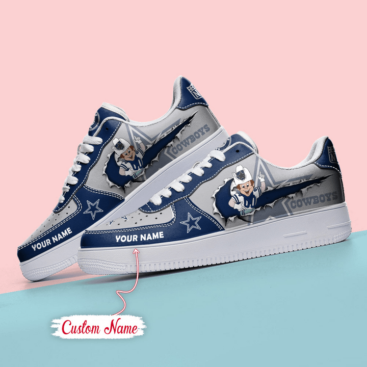 NFL Dallas Cowboys Custom Name Air Force 1 Sneaker AZBTAF1000136