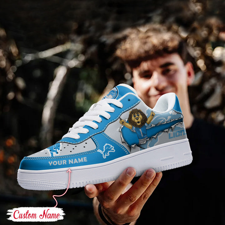 NFL Detroit Lions Custom Name Air Force 1 Sneaker AZBTAF1000084
