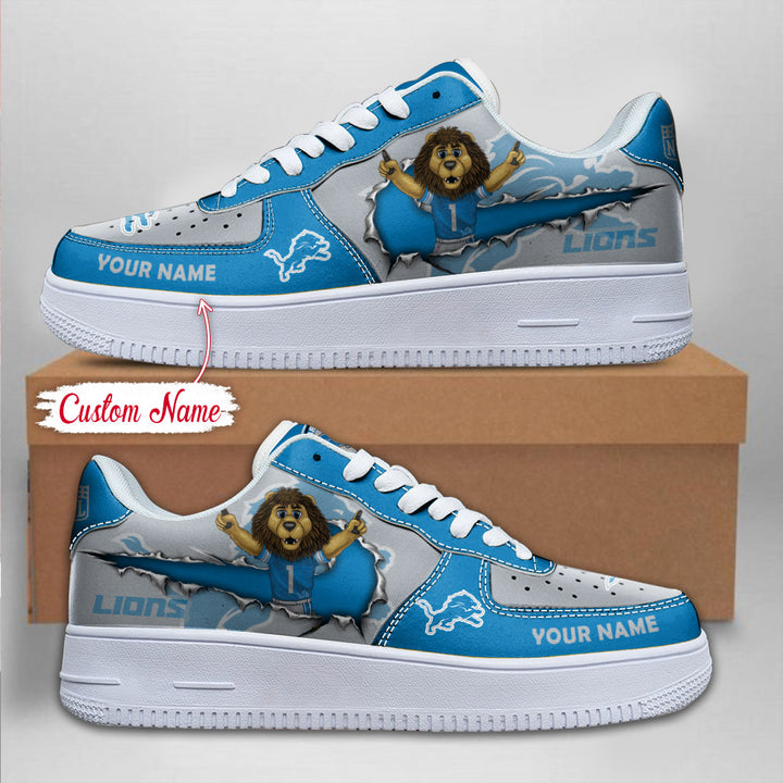NFL Detroit Lions Custom Name Air Force 1 Sneaker AZBTAF1000084