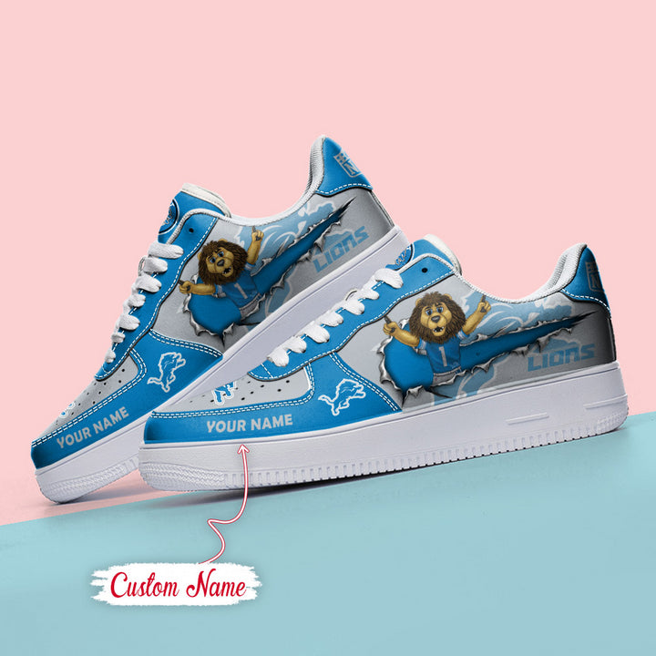 NFL Detroit Lions Custom Name Air Force 1 Sneaker AZBTAF1000084