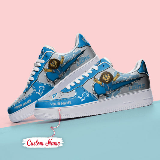 NFL Detroit Lions Custom Name Air Force 1 Sneaker AZBTAF1000084