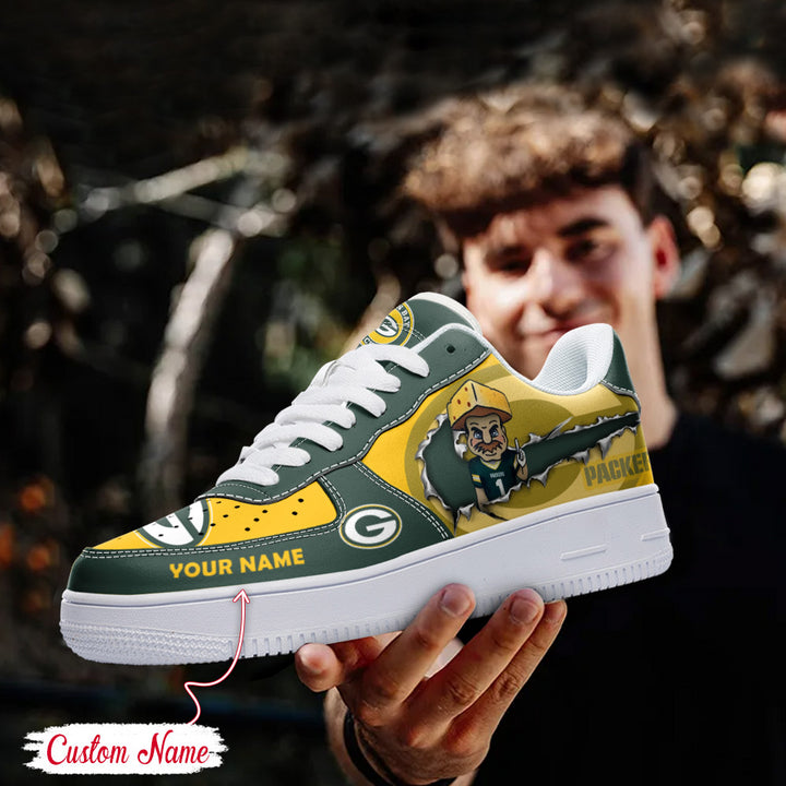 NFL Green Bay Packers Custom Name Air Force 1 Sneaker AZBTAF1000088
