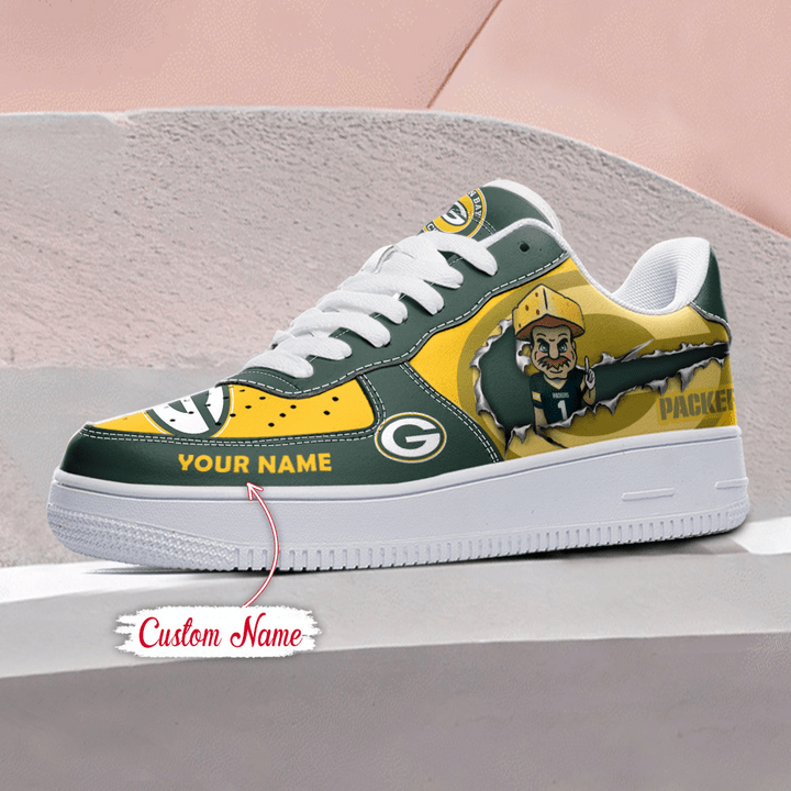 NFL Green Bay Packers Custom Name Air Force 1 Sneaker AZBTAF1000088