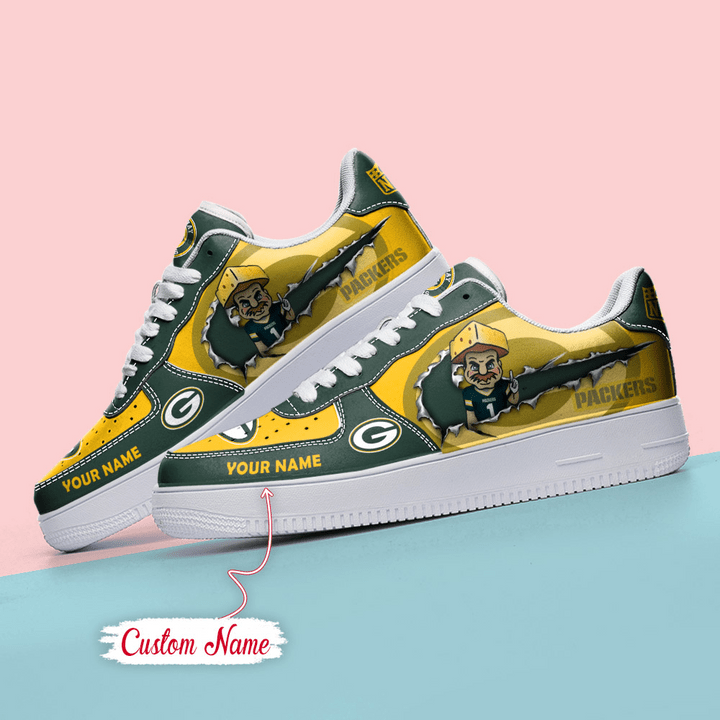 NFL Green Bay Packers Custom Name Air Force 1 Sneaker AZBTAF1000088
