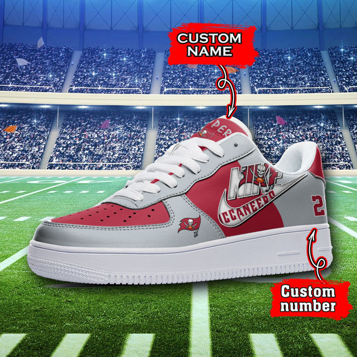 NFL Tampa Bay Buccaneers Custom Name Number Air Force 1 Sneaker AZBTAF1000150