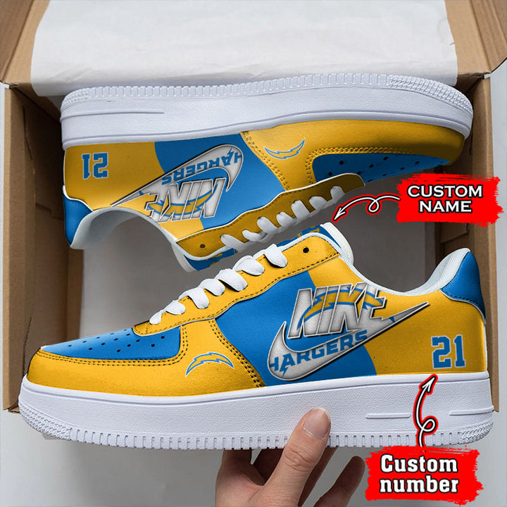 NFL Los Angeles Chargers Custom Name Number Air Force 1 Sneaker AZBTAF1000078