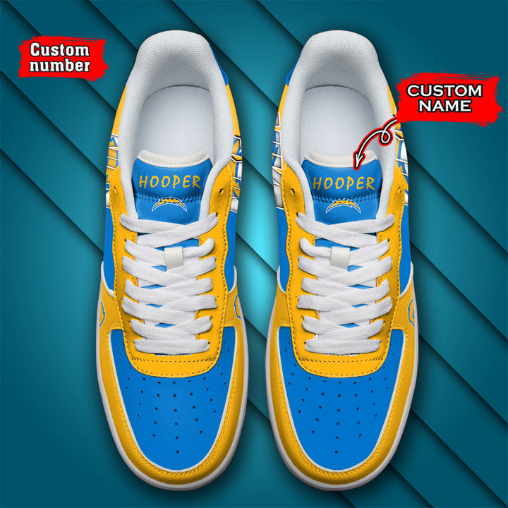 NFL Los Angeles Chargers Custom Name Number Air Force 1 Sneaker AZBTAF1000078