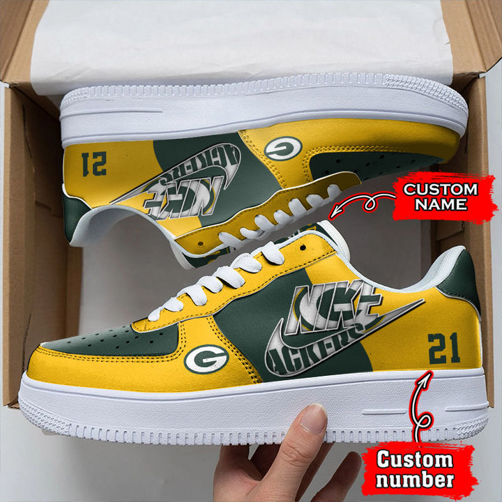 NFL Green Bay Packers Custom Name Number Air Force 1 Sneaker AZBTAF1000089