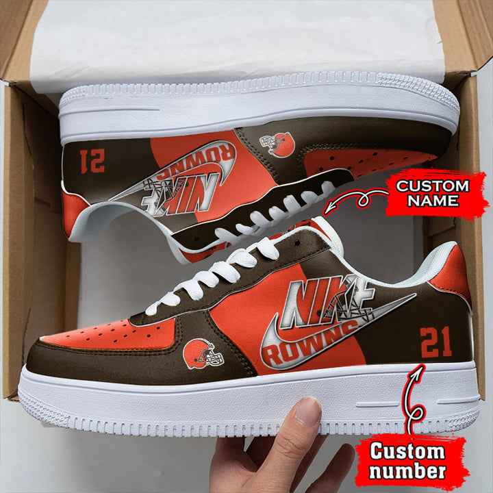 NFL Cleveland Browns Custom Name Number Air Force 1 Sneaker AZBTAF1000134