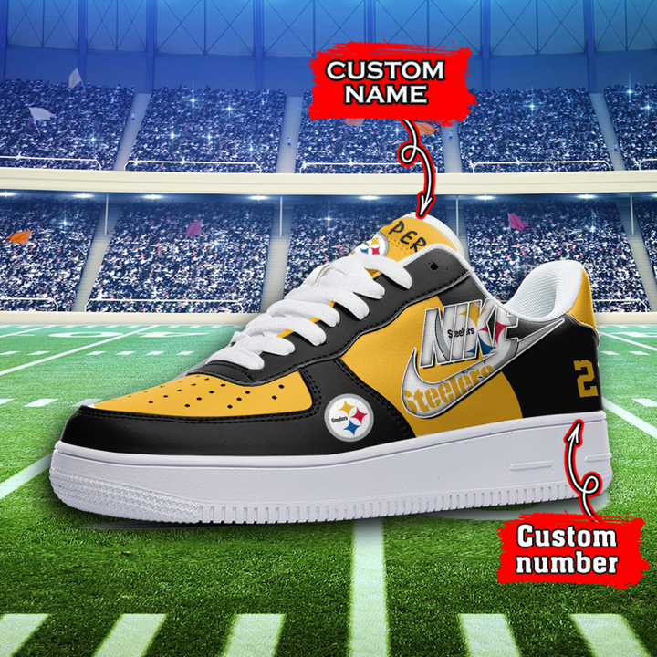 NFL Pittsburgh Steelers Custom Name Number Air Force 1 Sneaker AZBTAF1000064