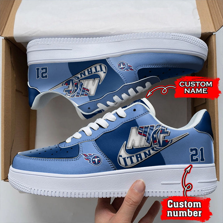 NFL Tennessee Titans Custom Name Number Air Force 1 Sneaker AZBTAF1000149