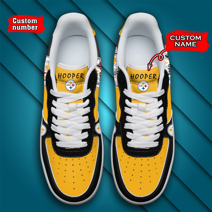 NFL Pittsburgh Steelers Custom Name Number Air Force 1 Sneaker AZBTAF1000064